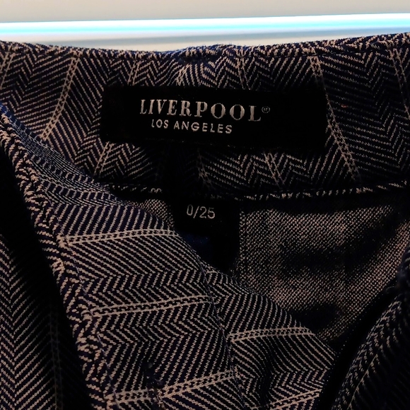 Ankle length Navy/ white pinstripe pants. - Picture 2 of 6